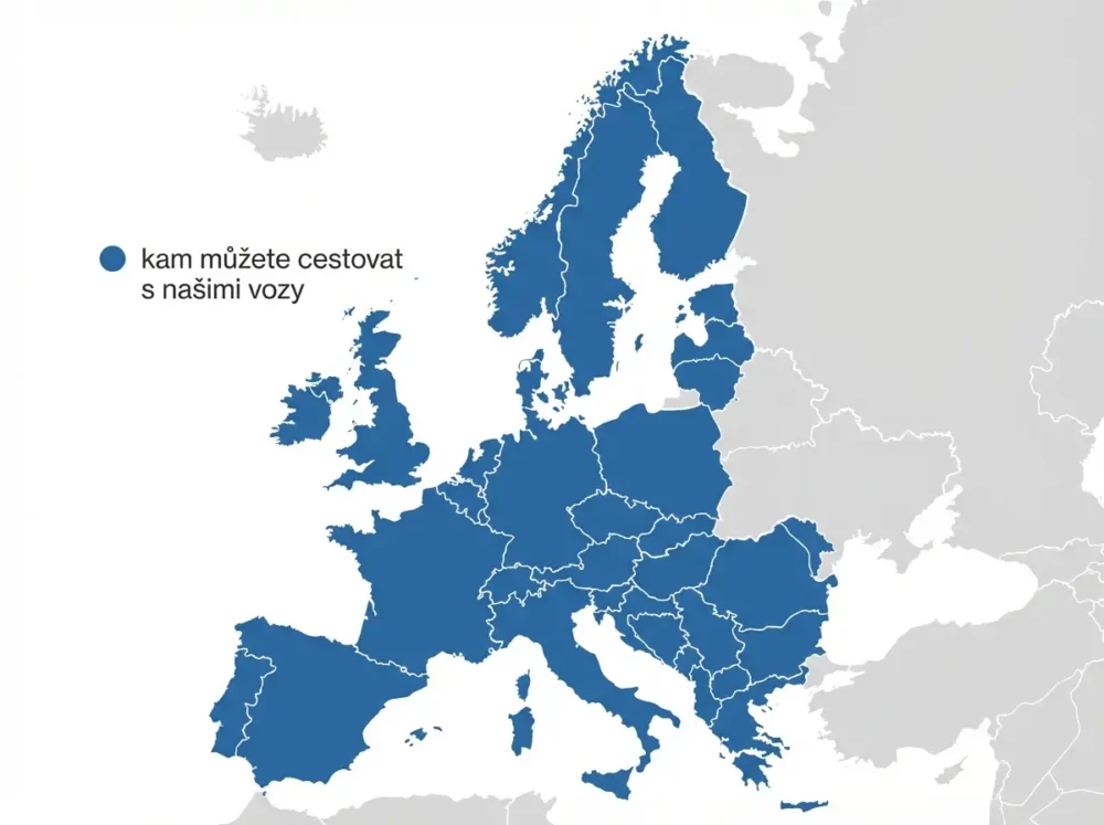 mapa evropy, půjčovna aut